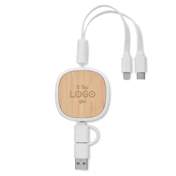 Cavo di ricarica multi USB retrattile personalizzato con logo