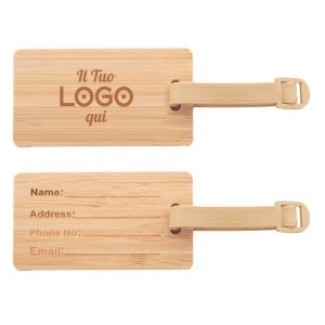 Etichetta bagaglio personalizzabile con logo in legno di bambù