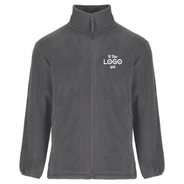 Felpa in pile personalizzata con logo da uomo con cerniera intera Felpa in pile personalizzata con logo da uomo con cerniera intera