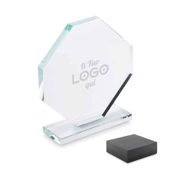 Premio in cristallo fermacarte personalizzabile con logo