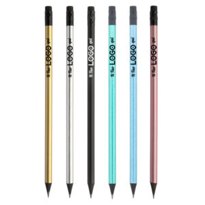 Matita temperata in legno in colori metallizzati personalizzabile con logo