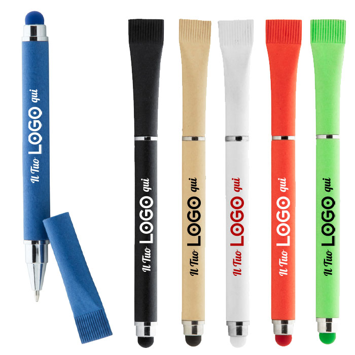 Penna a sfera capacitiva in carta riciclata personalizzabile con logo Penna a sfera capacitiva in carta riciclata personalizzabile con logo