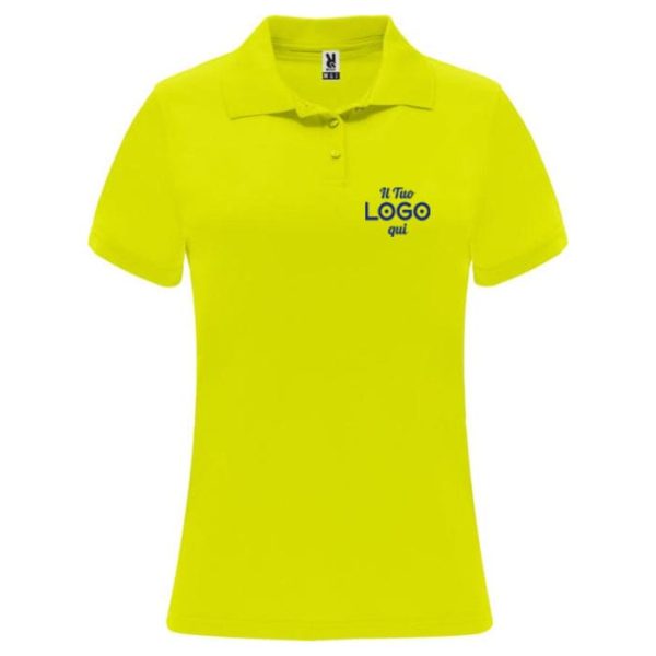 Polo sportiva personalizzata con logo a maniche corte da donna