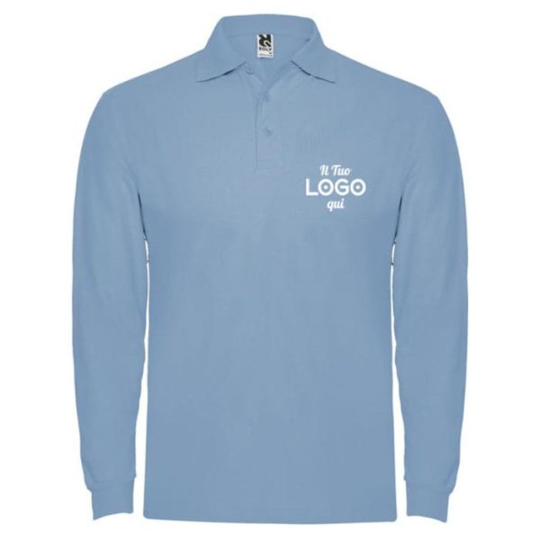 Polo personalizzata con logo da uomo a maniche lunghe