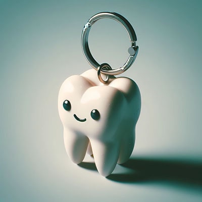 portachiavi 3D a forma di dente per studi dentistici