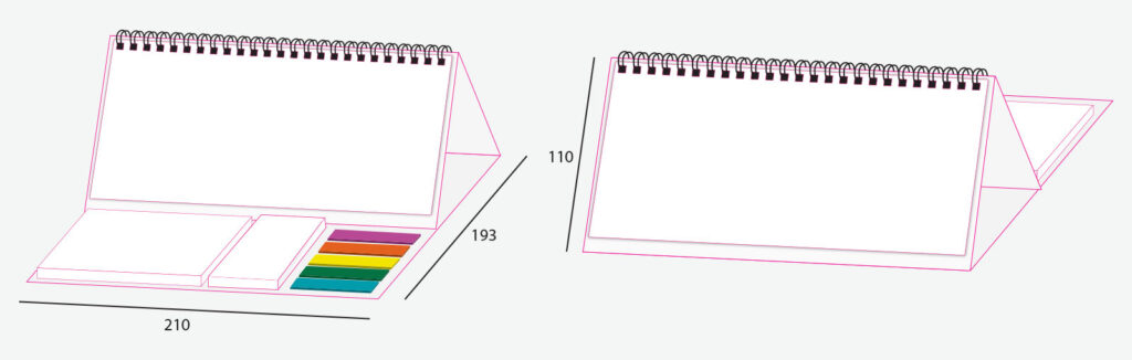 Le dimensioni del Calendario da Tavolo Personalizzato CAL002