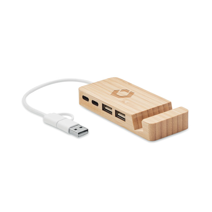 Hub USB a 4 porte in bamboo