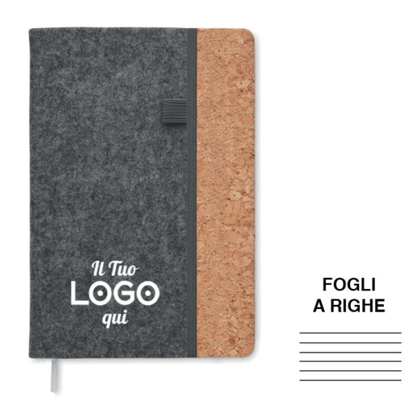 Notebook in sughero A5 RPET personalizzabile con logo