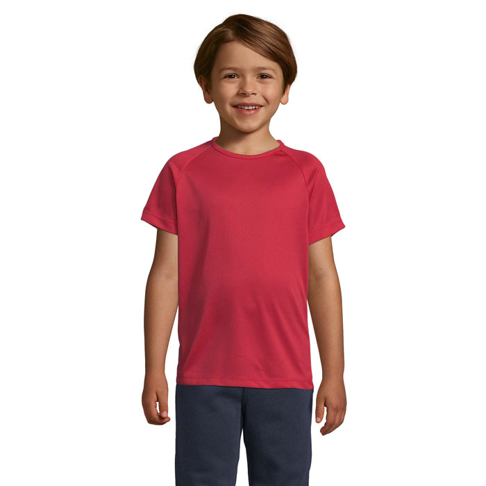 T-shirt bambino personalizzabile con logo in poliestere traspirante