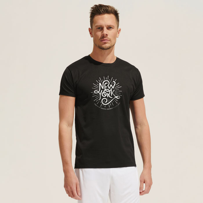 T-shirt unisex personalizzabile con logo con scollo rotondo e cucitura laterale