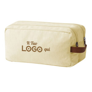 Beauty Case personalizzabile con logo a doppio scomparto in tela