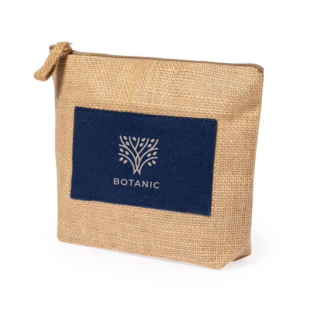 Beauty case multiuso personalizzabile con logo in iuta laminata e cotone naturale