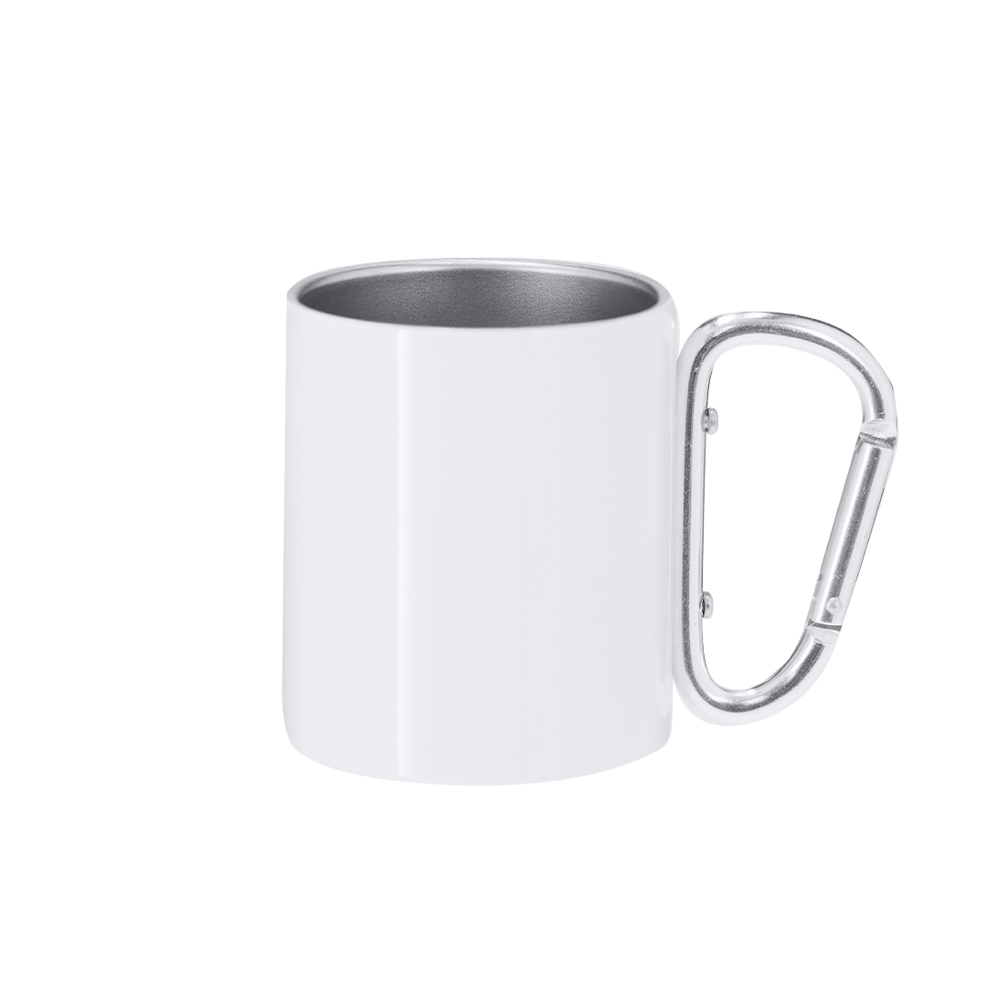 Tazza in acciaio con manico moschettone personalizzabile con logo