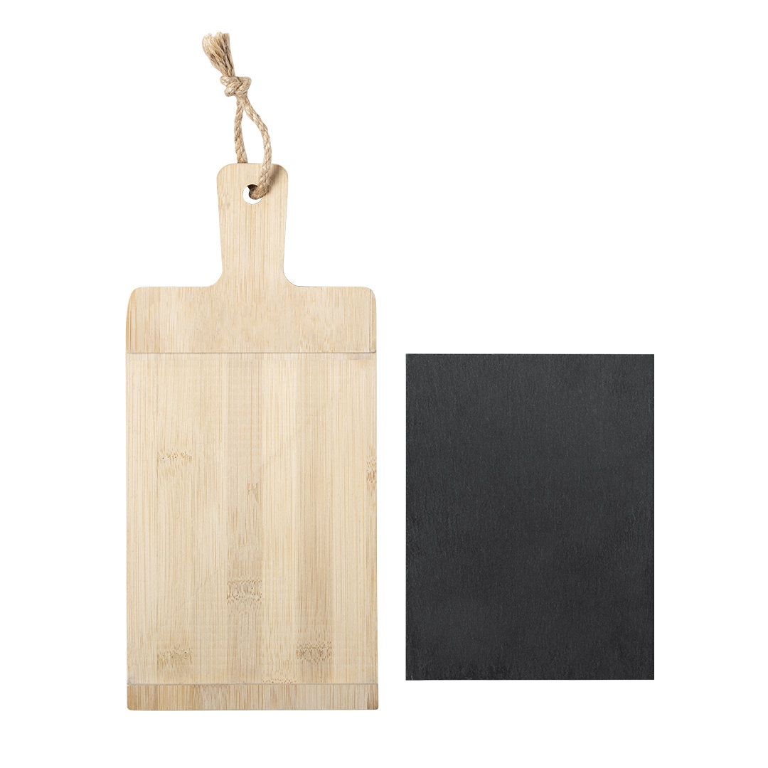 Tagliere realizzato in bambù e ardesia personalizzabile con logo