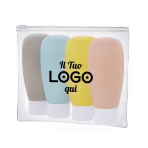 Beauty case da viaggio personalizzabile con logo con contenitori in PVC