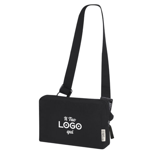 Borsello rettangolare in cotone riciclato personalizzabile con logo
