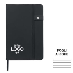 Block notes A5 in poliestere riciclato personalizzabile con logo con chiavetta usb