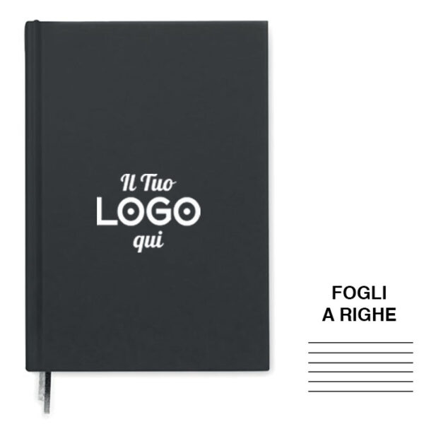 Block notes A5 personalizzabile con logo in poliestere riciclato