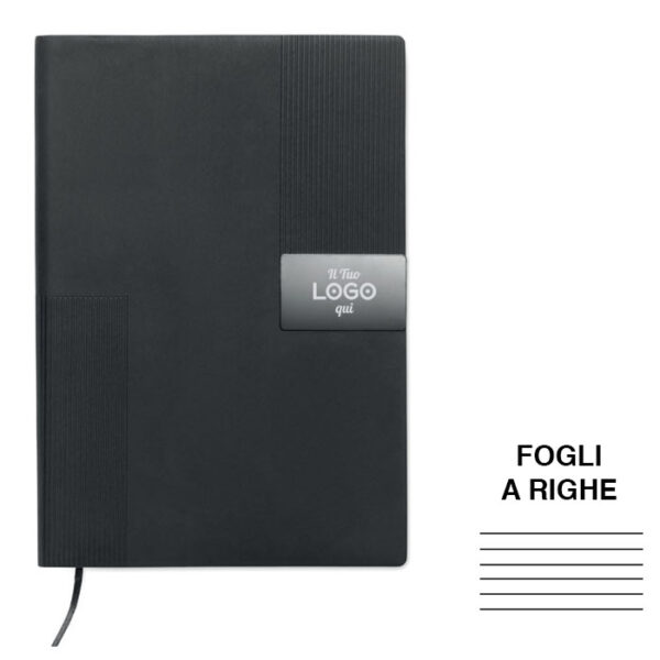 Elegante block notes A5 in morbido PU personalizzabile con logo