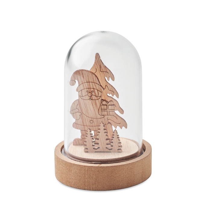 Decorazione natalizia in legno MDF e PET con luce personalizzabile con logo