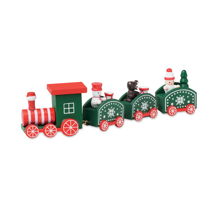 Decorazione in legno a forma di treno di Natale personalizzabile con logo