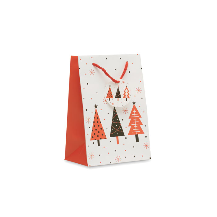 Sacchetto di carta da regalo natalizio personalizzabile con logo