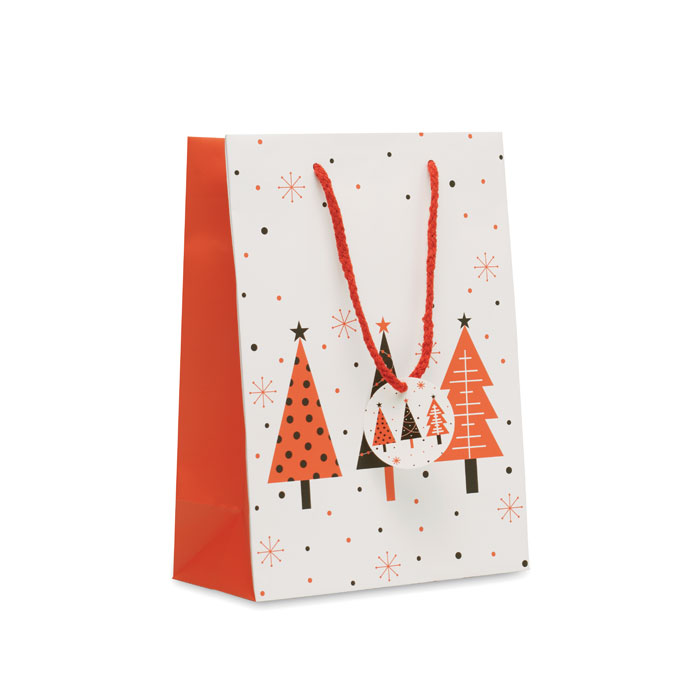 Sacchetto di carta da regalo medio natalizio personalizzabile con logo