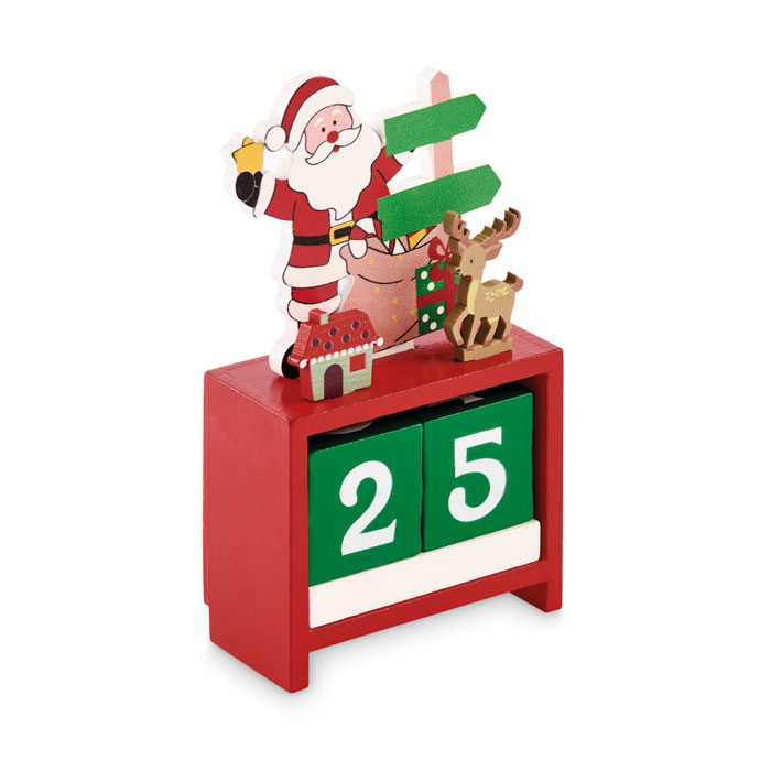 Calendario natalizio da tavolo in legno personalizzabile con logo