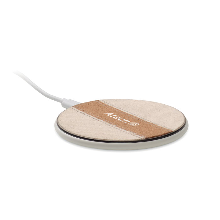 Caricatore wireless Personalizzabile in cotone e sughero da 15W