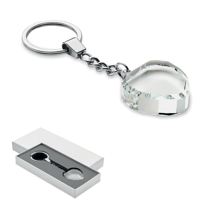 Portachiavi con cuore personalizzabile in vetro