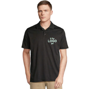 Polo unisex sportiva personalizzabile con logo in poliestere riciclato