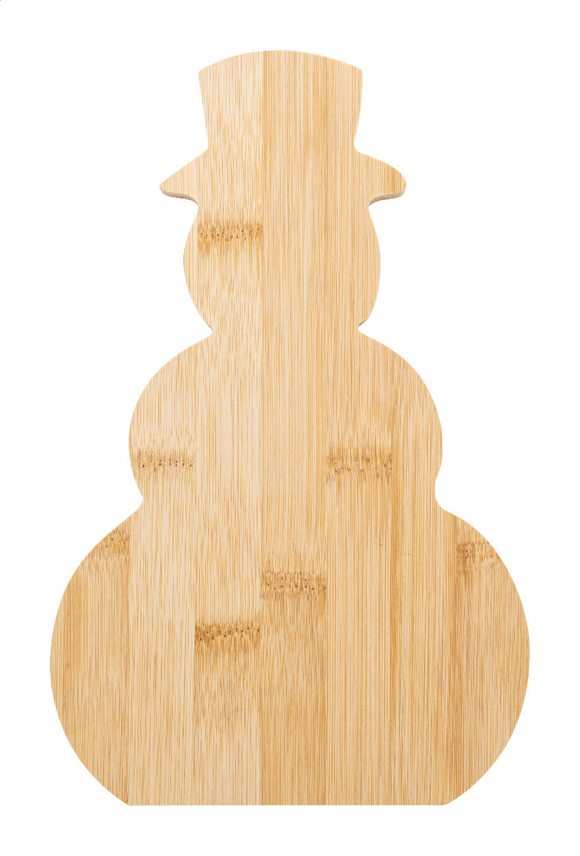 Tagliere a forma di pupazzo di neve personalizzabile con logo in bambù