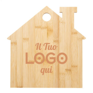 Tagliere di bambù a forma di casetta personalizzabile con logo