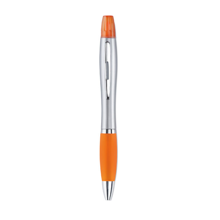 penna con evidenziatore personalizzabile con logo arancione MIDMO7440
