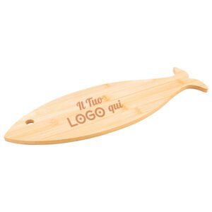 Tagliere in bambù a forma di pesce personalizzabile con logo