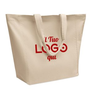 Ampia shopper in cotone personalizzabile con logo