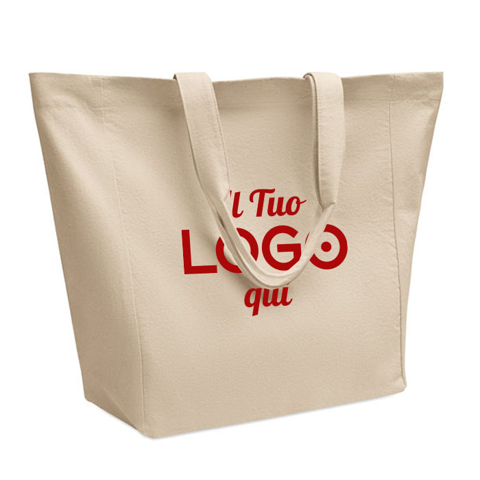 Ampia shopper in cotone personalizzabile con logo Ampia shopper in cotone personalizzabile con logo
