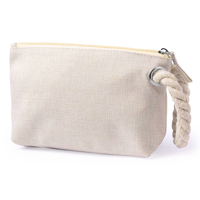 Beauty case cotone con cerniera a zip e corda per braccialetto personalizzabile con logo MK5879