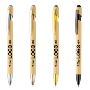 Penna Personalizzabile in bambù con dettagli cromati