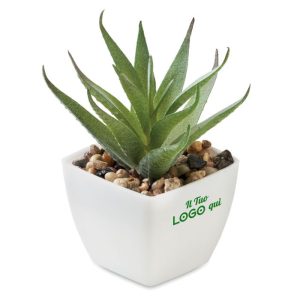Mini pianta artificiale di aloe personalizzabile con logo