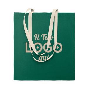 Shopper in cotone con manici a contrasto personalizzabile con logo