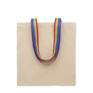Shopper in cotone con manici color arcobaleno personalizzabile