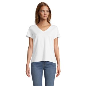 Maglietta T-shirt con collo a V donna