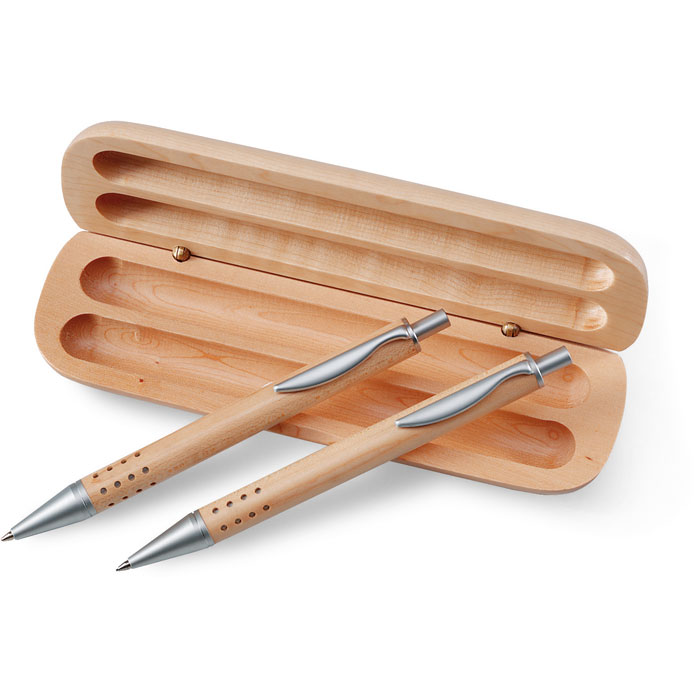 Set penna a sfera e matita con meccanismo a scatto in confezione di legno Refill nero MIDKC1701