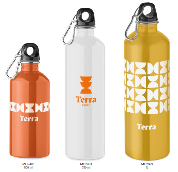 borracce acciaio inox riciclato tre dimensioni personalizzabili con logo
