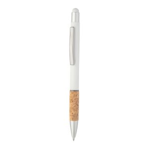 Penna a sfera touch screen in alluminio con impugnatura in sughero naturale