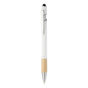 Penna a sfera touch screen in alluminio con impugnatura in bambù