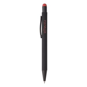 Penna in alluminio con gommino e finitura gommata personalizzabile con logo