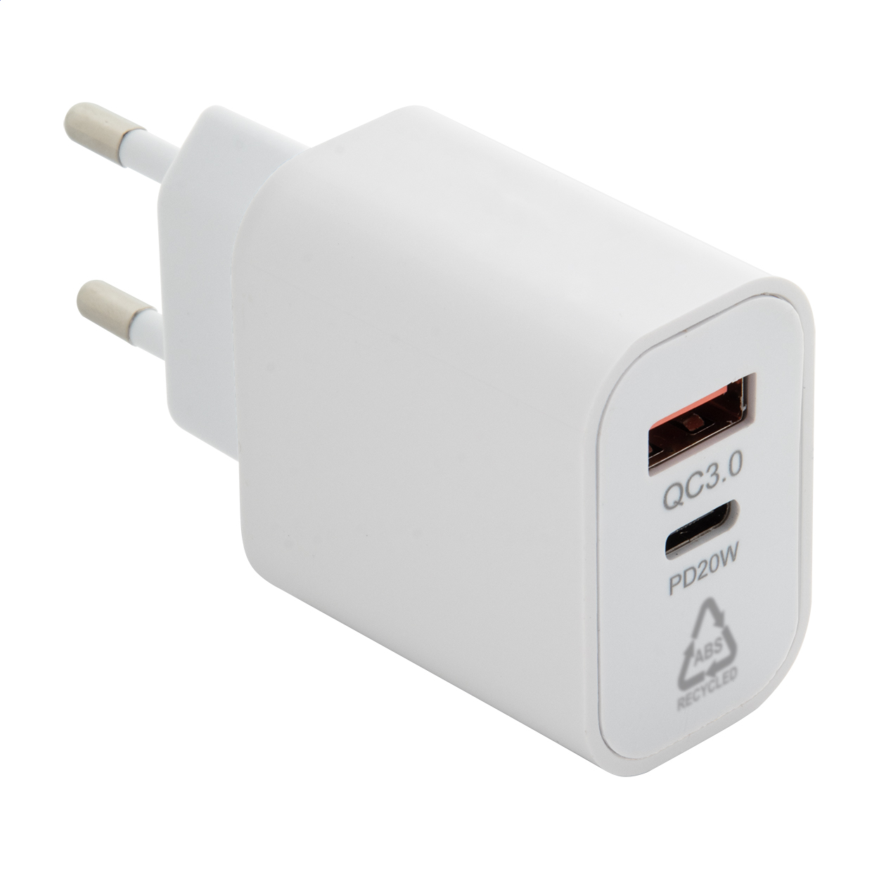 Caricabatterie USB da parete in ABS riciclato (RABS)