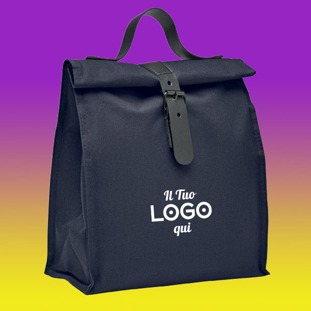 Borsa termica con chiusura roll-top in poliestere 600D RPET con maniglia e chiusura in PU. Isolamento: schiuma PE da 3 mm con PEVA.